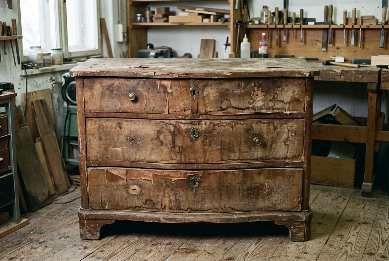 Biedermeier-Kommode behutsam restauriert: Vorher