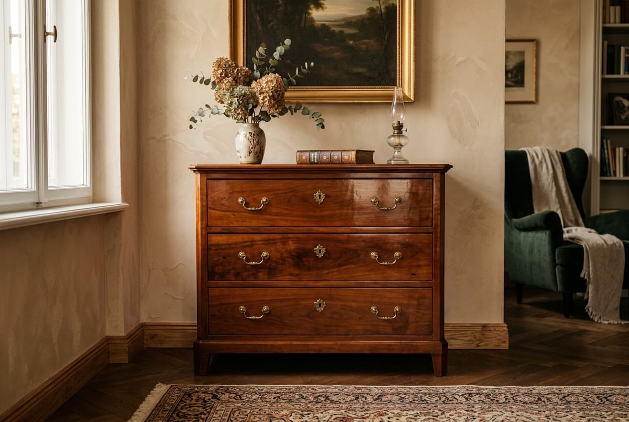 Restaurierte Biedermeier-Kommode aus Kirschbaum mit handpolierter Schellack-Oberfläche